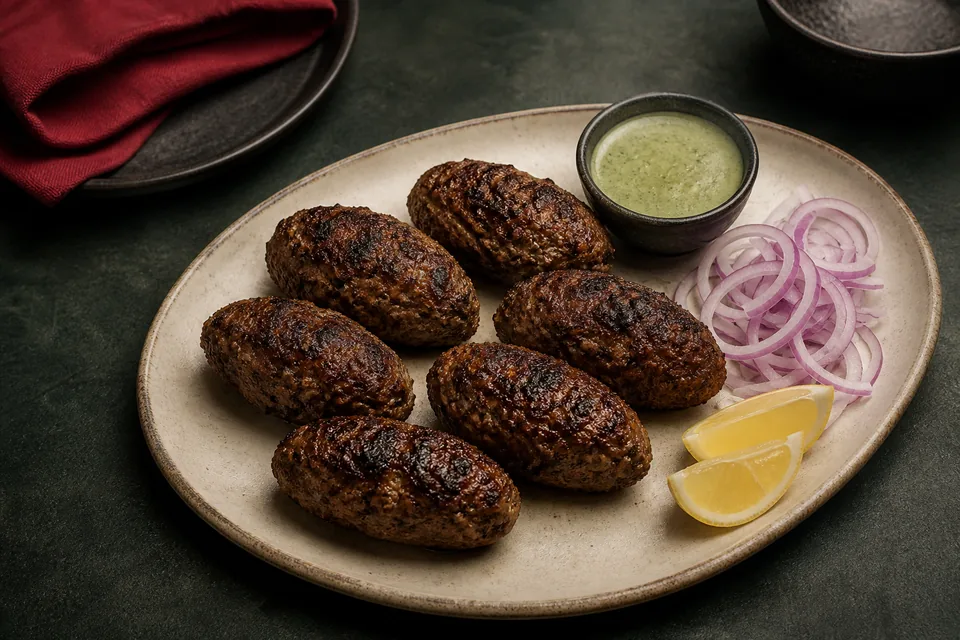 Fresh beef gola kabobs with chutney