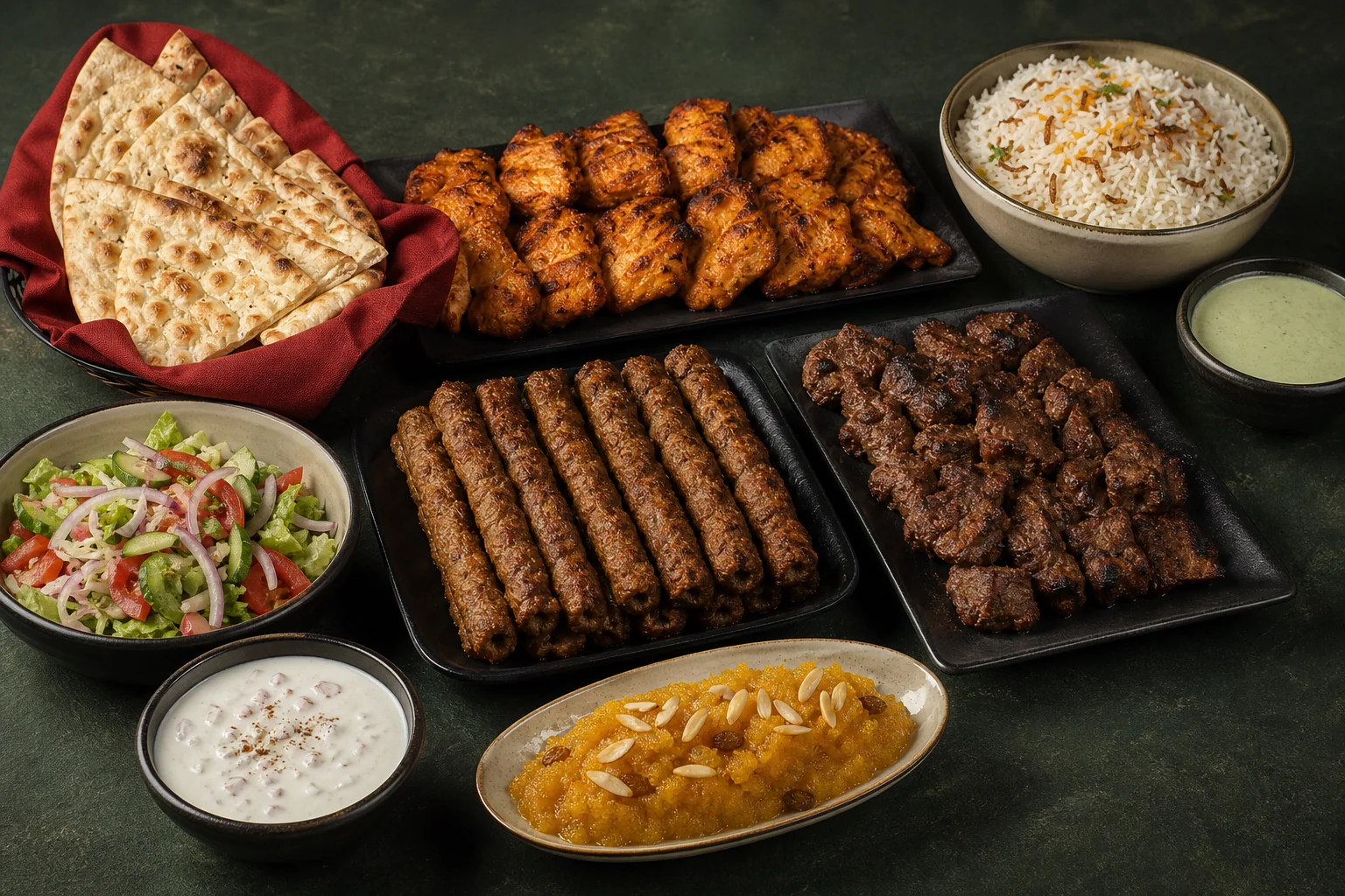 Pakistani barbecue catering tray